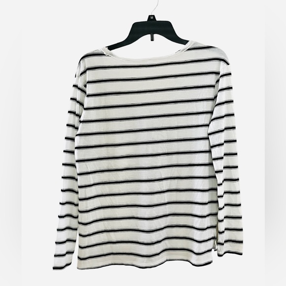 BP by Nordstrom Single Pocket Striped V-Neck Long Sleeved T-Shirt (White) - Picture 2 of 3